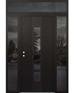 DIAMOND A10 60" X 96" BLACK/BLACK MIRRORED GLASS PANEL BLACK RHI WITH 2 SIDELITES AND TRANSOM MIRRORED GLASS
