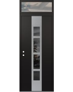 DIAMOND A10 36" X 96" BLACK/BLACK MIRRORED GLASS PANEL STAINLESS STEEL RHI WITH TRANSOM CLEAR GLASS