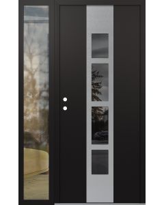 DIAMOND A10 48" X 80" BLACK/BLACK MIRRORED GLASS PANEL STAINLESS STEEL RHI WITH SIDELITE CLEAR GLASS