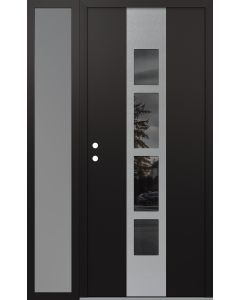 DIAMOND A10 52" X 80" BLACK/BLACK MIRRORED GLASS PANEL STAINLESS STEEL RHI WITH SIDELITE FROSTED GLASS