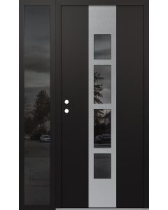 DIAMOND A10 52" X 80" BLACK/BLACK MIRRORED GLASS PANEL STAINLESS STEEL RHI WITH SIDELITE MIRRORED GLASS