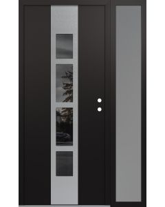 DIAMOND A10 52" X 80" BLACK/BLACK MIRRORED GLASS PANEL STAINLESS STEEL LHI WITH SIDELITE FROSTED GLASS