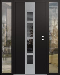 DIAMOND A10 64" X 80" BLACK/BLACK MIRRORED GLASS PANEL STAINLESS STEEL LHI WITH 2 SIDELITES CLEAR GLASS