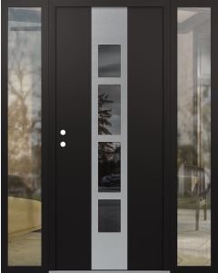 DIAMOND A10 60" X 80" BLACK/BLACK MIRRORED GLASS PANEL STAINLESS STEEL RHI WITH 2 SIDELITES CLEAR GLASS