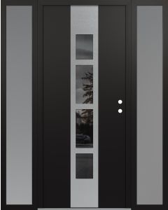 DIAMOND A10 68" X 80" BLACK/BLACK MIRRORED GLASS PANEL STAINLESS STEEL LHI WITH 2 SIDELITES FROSTED GLASS