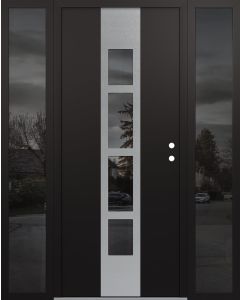 DIAMOND A10 64" X 80" BLACK/BLACK MIRRORED GLASS PANEL STAINLESS STEEL LHI WITH 2 SIDELITES MIRRORED GLASS