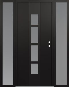 DIAMOND A10 60" X 80" BLACK/WHITE FROSTED GLASS PANEL BLACK LHI WITH 2 SIDELITES FROSTED GLASS