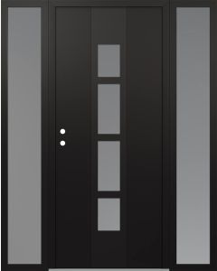 DIAMOND A10 68" X 80" BLACK/WHITE FROSTED GLASS PANEL BLACK RHI WITH 2 SIDELITES FROSTED GLASS