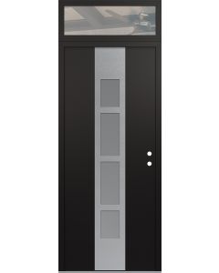 DIAMOND A10 36" X 96" BLACK/WHITE FROSTED GLASS PANEL STAINLESS STEEL LHI WITH TRANSOM CLEAR GLASS