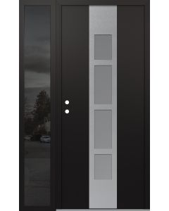 DIAMOND A10 52" X 80" BLACK/WHITE FROSTED GLASS PANEL STAINLESS STEEL RHI WITH SIDELITE MIRRORED GLASS