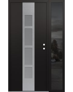 DIAMOND A10 48" X 80" BLACK/WHITE FROSTED GLASS PANEL STAINLESS STEEL LHI WITH SIDELITE MIRRORED GLASS