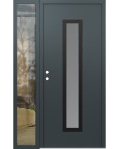 DIAMOND A11 48" X 80" ANTHRACITE/ANTHRACITE FROSTED GLASS PANEL BLACK RHI WITH SIDELITE CLEAR GLASS