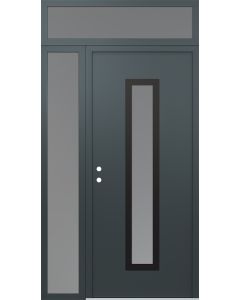 DIAMOND A11 48" X 96" ANTHRACITE/ANTHRACITE FROSTED GLASS PANEL BLACK RHI WITH SIDELITE AND TRANSOM FROSTED GLASS