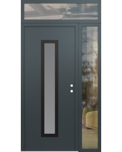 DIAMOND A11 48" X 96" ANTHRACITE/ANTHRACITE FROSTED GLASS PANEL BLACK LHI WITH SIDELITE AND TRANSOM CLEAR GLASS