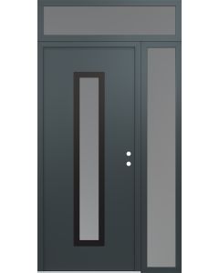 DIAMOND A11 48" X 96" ANTHRACITE/ANTHRACITE FROSTED GLASS PANEL BLACK LHI WITH SIDELITE AND TRANSOM FROSTED GLASS