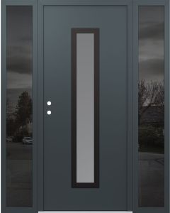 DIAMOND A11 68" X 80" ANTHRACITE/ANTHRACITE FROSTED GLASS PANEL BLACK RHI WITH 2 SIDELITES MIRRORED GLASS