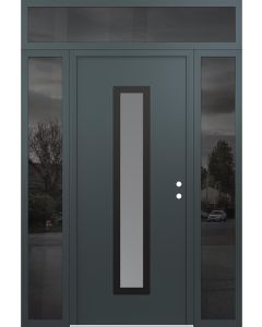DIAMOND A11 60" X 96" ANTHRACITE/ANTHRACITE FROSTED GLASS PANEL BLACK LHI WITH 2 SIDELITES AND TRANSOM MIRRORED GLASS