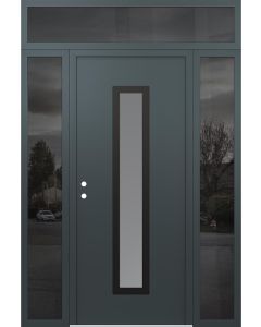 DIAMOND A11 68" X 96" ANTHRACITE/ANTHRACITE FROSTED GLASS PANEL BLACK RHI WITH 2 SIDELITES AND TRANSOM MIRRORED GLASS