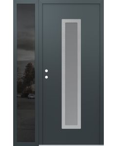 DIAMOND A11 52" X 80" ANTHRACITE/ANTHRACITE FROSTED GLASS PANEL STAINLESS STEEL RHI WITH SIDELITE MIRRORED GLASS