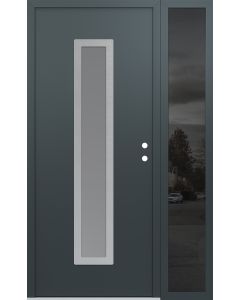 DIAMOND A11 52" X 80" ANTHRACITE/ANTHRACITE FROSTED GLASS PANEL STAINLESS STEEL LHI WITH SIDELITE MIRRORED GLASS
