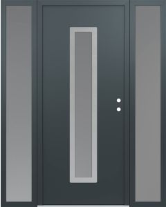 DIAMOND A11 64" X 80" ANTHRACITE/ANTHRACITE FROSTED GLASS PANEL STAINLESS STEEL LHI WITH 2 SIDELITES FROSTED GLASS