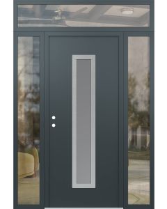 DIAMOND A11 64" X 96" ANTHRACITE/ANTHRACITE FROSTED GLASS PANEL STAINLESS STEEL RHI WITH 2 SIDELITES AND TRANSOM CLEAR GLASS