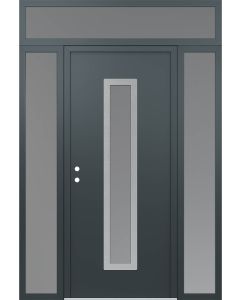 DIAMOND A11 64" X 96" ANTHRACITE/ANTHRACITE FROSTED GLASS PANEL STAINLESS STEEL RHI WITH 2 SIDELITES AND TRANSOM FROSTED GLASS