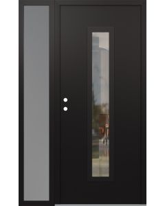 DIAMOND A11 52" X 80" BLACK/BLACK CLEAR GLASS PANEL BLACK RHI WITH SIDELITE FROSTED GLASS