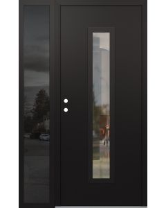 DIAMOND A11 50" X 80" BLACK/BLACK CLEAR GLASS PANEL BLACK RHI WITH SIDELITE MIRRORED GLASS