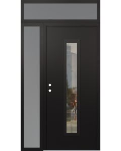 DIAMOND A11 50" X 96" BLACK/BLACK CLEAR GLASS PANEL BLACK RHI WITH SIDELITE AND TRANSOM FROSTED GLASS