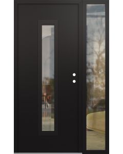 DIAMOND A11 48" X 80" BLACK/BLACK CLEAR GLASS PANEL BLACK LHI WITH SIDELITE CLEAR GLASS