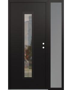 DIAMOND A11 52" X 80" BLACK/BLACK CLEAR GLASS PANEL BLACK LHI WITH SIDELITE FROSTED GLASS