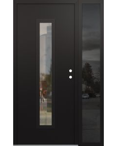 DIAMOND A11 48" X 80" BLACK/BLACK CLEAR GLASS PANEL BLACK LHI WITH SIDELITE MIRRORED GLASS
