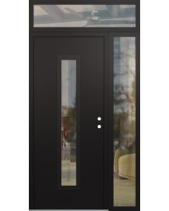 DIAMOND A11 48" X 96" BLACK/BLACK CLEAR GLASS PANEL BLACK LHI WITH SIDELITE AND TRANSOM CLEAR GLASS