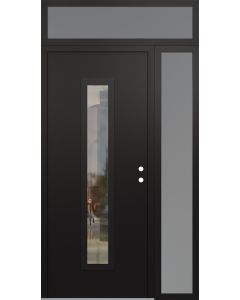 DIAMOND A11 52" X 96" BLACK/BLACK CLEAR GLASS PANEL BLACK LHI WITH SIDELITE AND TRANSOM FROSTED GLASS