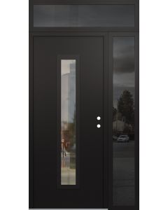 DIAMOND A11 50" X 96" BLACK/BLACK CLEAR GLASS PANEL BLACK LHI WITH SIDELITE AND TRANSOM MIRRORED GLASS