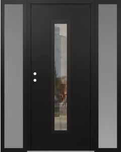 DIAMOND A11 64" X 80" BLACK/BLACK CLEAR GLASS PANEL BLACK RHI WITH 2 SIDELITES FROSTED GLASS