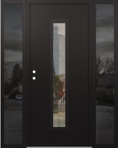 DIAMOND A11 64" X 80" BLACK/BLACK CLEAR GLASS PANEL BLACK RHI WITH 2 SIDELITES MIRRORED GLASS