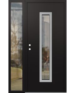 DIAMOND A11 48" X 80" BLACK/BLACK CLEAR GLASS PANEL STAINLESS STEEL RHI WITH SIDELITE CLEAR GLASS