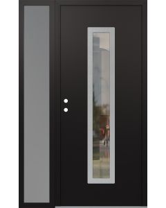DIAMOND A11 52" X 80" BLACK/BLACK CLEAR GLASS PANEL STAINLESS STEEL RHI WITH SIDELITE FROSTED GLASS