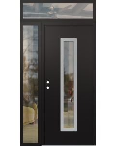 DIAMOND A11 52" X 96" BLACK/BLACK CLEAR GLASS PANEL STAINLESS STEEL RHI WITH SIDELITE AND TRANSOM CLEAR GLASS