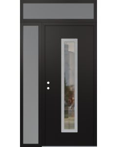 DIAMOND A11 52" X 96" BLACK/BLACK CLEAR GLASS PANEL STAINLESS STEEL RHI WITH SIDELITE AND TRANSOM FROSTED GLASS