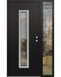 DIAMOND A11 48" X 80" BLACK/BLACK CLEAR GLASS PANEL STAINLESS STEEL LHI WITH SIDELITE CLEAR GLASS