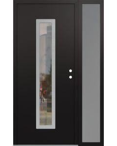 DIAMOND A11 52" X 80" BLACK/BLACK CLEAR GLASS PANEL STAINLESS STEEL LHI WITH SIDELITE FROSTED GLASS