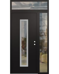 DIAMOND A11 52" X 96" BLACK/BLACK CLEAR GLASS PANEL STAINLESS STEEL LHI WITH SIDELITE AND TRANSOM CLEAR GLASS
