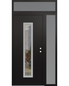 DIAMOND A11 52" X 96" BLACK/BLACK CLEAR GLASS PANEL STAINLESS STEEL LHI WITH SIDELITE AND TRANSOM FROSTED GLASS