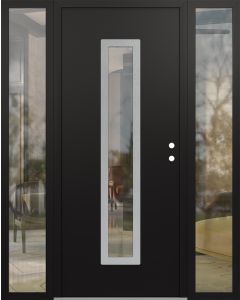 DIAMOND A11 64" X 80" BLACK/BLACK CLEAR GLASS PANEL STAINLESS STEEL LHI WITH 2 SIDELITES CLEAR GLASS