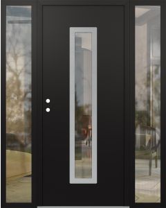 DIAMOND A11 68" X 80" BLACK/BLACK CLEAR GLASS PANEL STAINLESS STEEL RHI WITH 2 SIDELITES CLEAR GLASS
