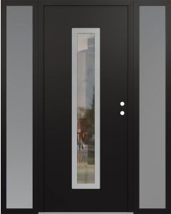 DIAMOND A11 64" X 80" BLACK/BLACK CLEAR GLASS PANEL STAINLESS STEEL LHI WITH 2 SIDELITES FROSTED GLASS