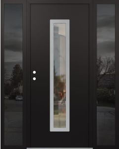 DIAMOND A11 64" X 80" BLACK/BLACK CLEAR GLASS PANEL STAINLESS STEEL RHI WITH 2 SIDELITES MIRRORED GLASS